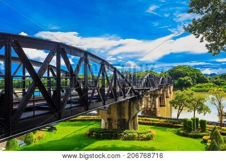 Bridge River Kwai Kanchanaburi on the Thailand .