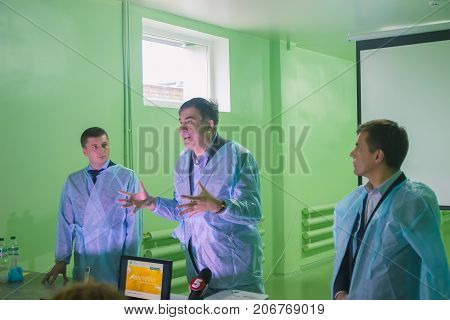 ZHYTOMYR UKRAINE - February 28 2016: Mikheil Saakashvili on anti-corruption forum at Medical college