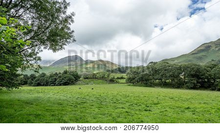 A landscape view of Buttermere one of the lakes in the Lake District Cumbria United Kingdom.