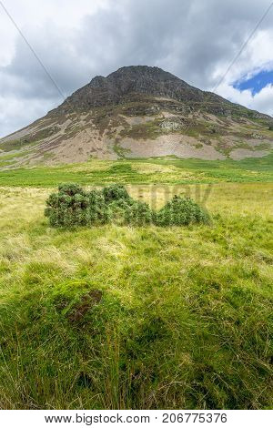 A landscape view of the area around Crummock Water one of the lakes in the Lake District Cumbria United Kingdom.