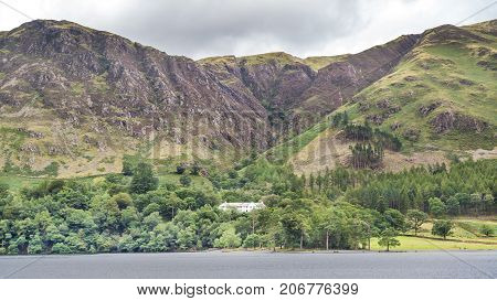 A landscape view of Buttermere one of the lakes in the Lake District Cumbria United Kingdom.