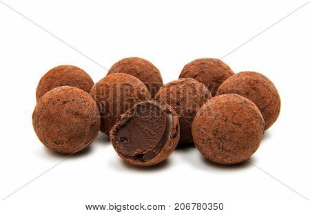 brown Chocolate truffle isolated on white background