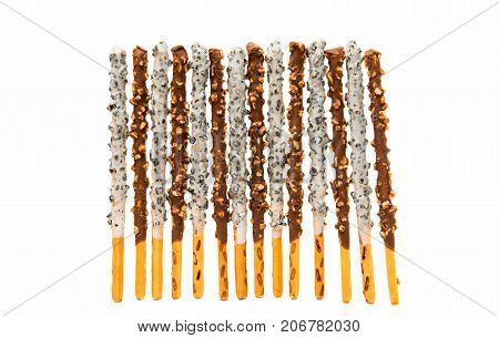 Pepero Chocolate stick sweet confectionery white background