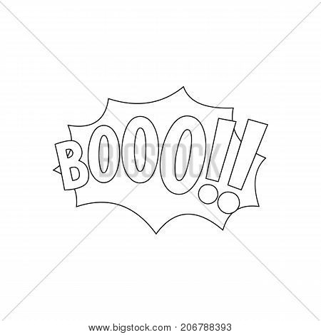 Comic speech bubble with expression text BOOO. Comic speech bubble outline vector illustration for games cartoon animation and web