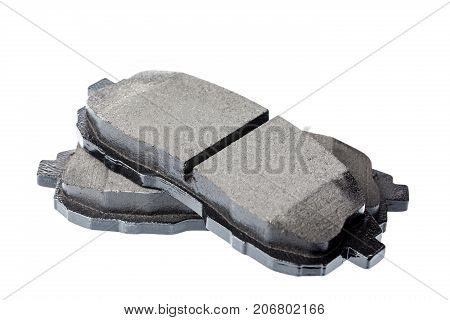 Set of brake pads car spares isolated on white background