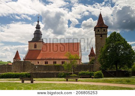 Medieval Fortress church of Ostheim, Bavaria, Germany