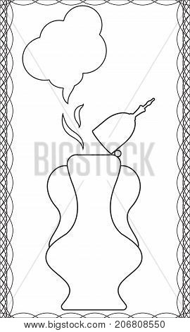 Magic oil lamp vector illustration of Arabian fairytale. Isolated on white magic lamp silhouette
