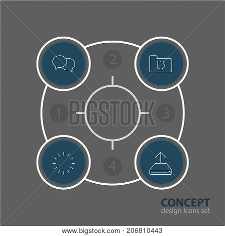 Editable Pack Of Waiting, Hdd Sync, Talking And Other Elements.  Vector Illustration Of 4 Web Icons.