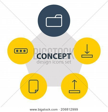 Editable Pack Of Parole, Dossier, File And Other Elements.  Vector Illustration Of 5 Archive Icons.