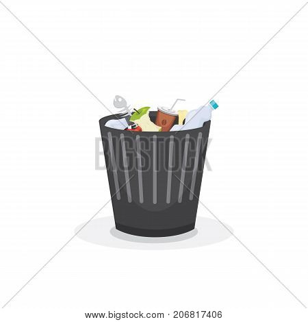 Trash bin garbage container and trash bin recycle symbol vector.
