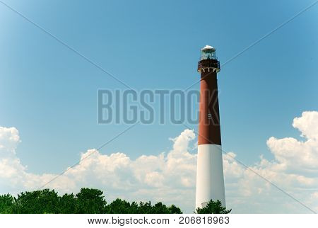 Barnegat Lighthouse in Barnegat New Jersey on a beautiful summer day
