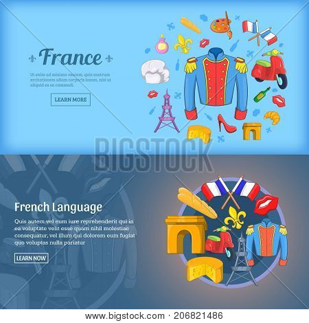 France banner set template. Cartoon illustration of France banner vector set template for any web design