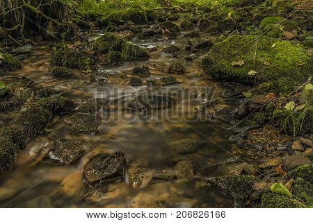 Usovicky creek near Marianske Lazne spa town in autumn day
