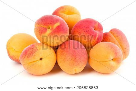 A bunch of apricot fruit isolated on white background cutout