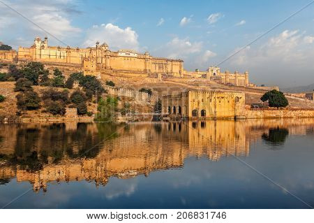 Famous Rajasthan indian landmark - Amer (Amber) fort, Jaipur, Rajasthan, India