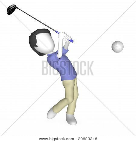 3D menschlichen spielen golf
