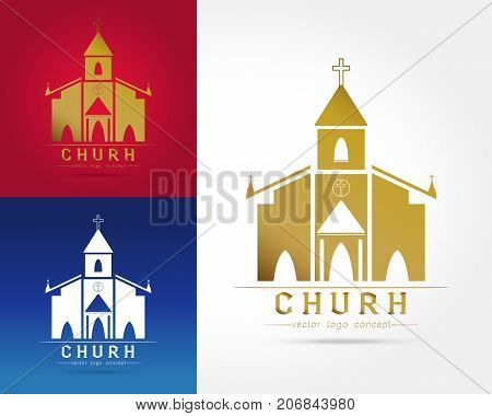 Template logo church as the church building on white background.Church house logoVector illustration