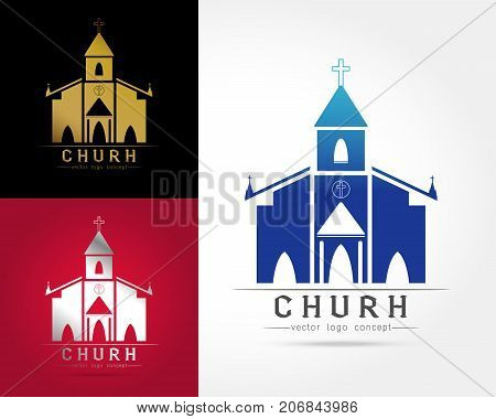 Template logo church as the church building on white background.Church house logoVector illustration