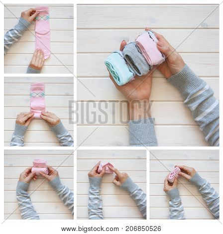 Clothes Storage. Order In The Closet. Folding Socks. Master Class.