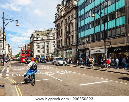 People In Oxford Street In London, Hdr