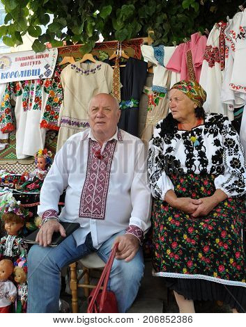 Borschiv - Ternopil - Ukraine - September 8 2013. Ukrainian folk holiday Borschevsk black embroidery and borscht