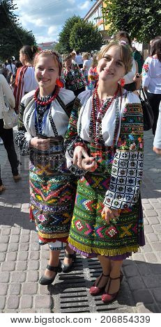 Borschiv - Ternopil - Ukraine - September 8 2013. Ukrainian folk holiday Borschevsk black embroidery and borscht