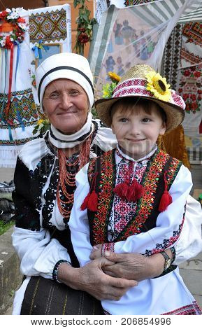Borschiv - Ternopil - Ukraine - September 8 2013. Ukrainian folk holiday Borschevsk black embroidery and borscht
