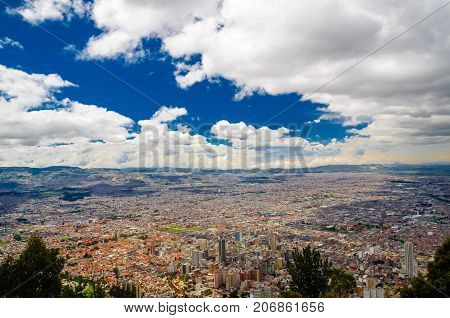 View on cityscape of Bogota from Monserrate