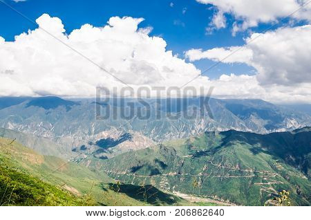 View on Gorche chicamocha canyon in the Andes of Colombia