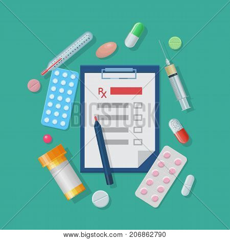 Medical supplies set cartoon style. Medical supplies set in cartoon style on a green background for designers and illustrators. Kit of an ambulance doctor in the form of a vector illustration