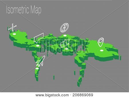 Map Philippines isometric concept. 3d flat illustration of Map Philippines.