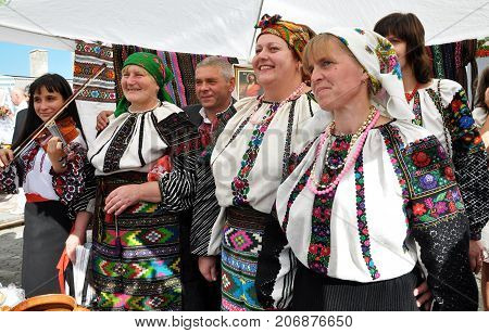 Borschiv - Ternopil - Ukraine - September 8 2013. Ukrainian folk holiday Borschevsk black embroidery and borscht