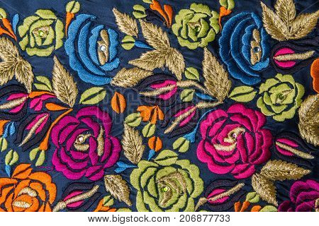 Traditional Moroccan handmade women dress with golden and blue  details