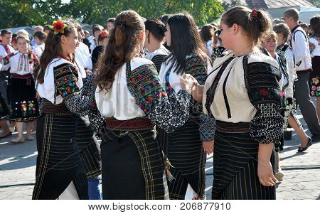 Borschiv - Ternopil - Ukraine - September 8 2013. Ukrainian folk holiday Borschevsk black embroidery and borscht