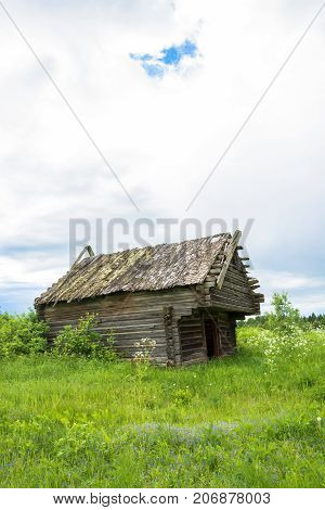 Collapsing Barn In The Defunct Village Burdovo.