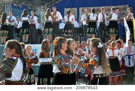 Borschiv - Ternopil - Ukraine - September 8 2013. Ukrainian folk holiday Borschevsk black embroidery and borscht