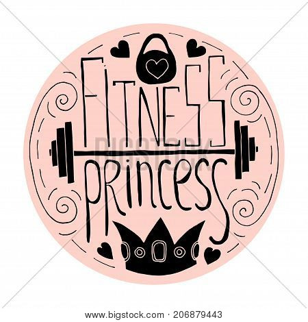 Fitness Princess Hand Drawn Circle