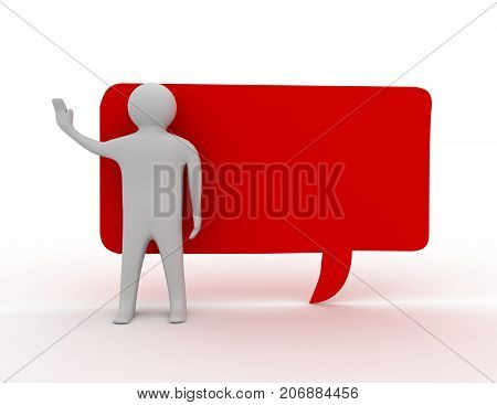 3d man with a blank speech booble . 3d rendered illustration