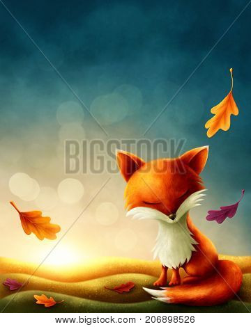 Little red fox in autumn