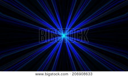 Vj Fractal Blue Kaleidoscopic Background. Background Motion With Fractal Design. Disco Spectrum Ligh