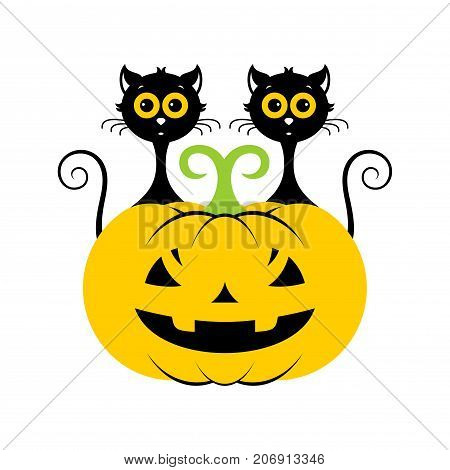 Halloween cats icon or logo in modern line style. Vector illustration