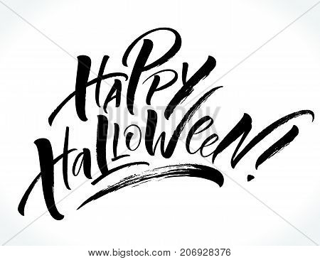 Happy Halloween ink lettering. Modern calligraphy, vector illustration. Template for posters, banners, web design or photo overlays.
