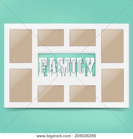 Multi frame set with empty space. Family photo frame. Photo frame collage. Multi frame for several photos. isolated on background. Vector illustration. Eps 10.