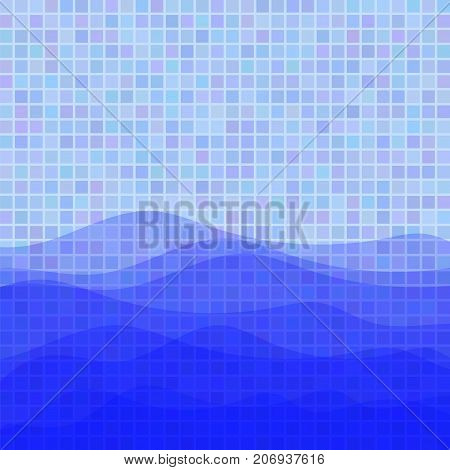 Swimming Pool Background. Ceramic Wall and Blue Water