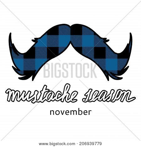 Mustache season logo. Prostate cancer awareness no shave month vector logo.
