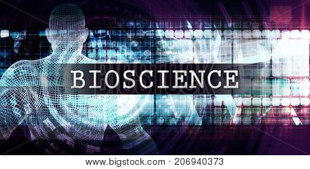 Bioscience Industry with Futuristic Business Tech Background 3D Illustration Render