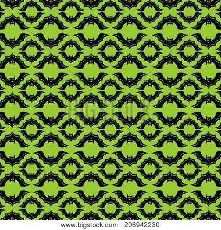 Pattern with bats. Halloween. Vector illustration on a green background
