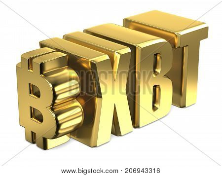 Bitcoin Xbt Golden Currency Sign 3D