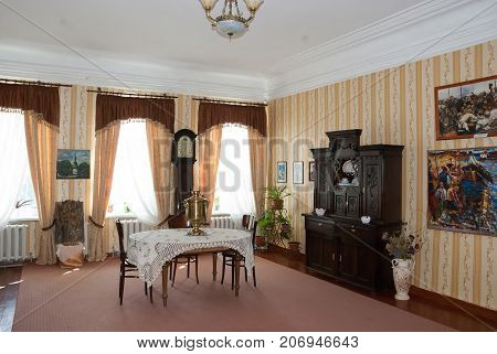 Konotop,Ukraine,  AUGUST  14, 2013: House-Museum of General Mikhail Dragomirov in the city of Konotop Sumy region Ukraine. Interior living room