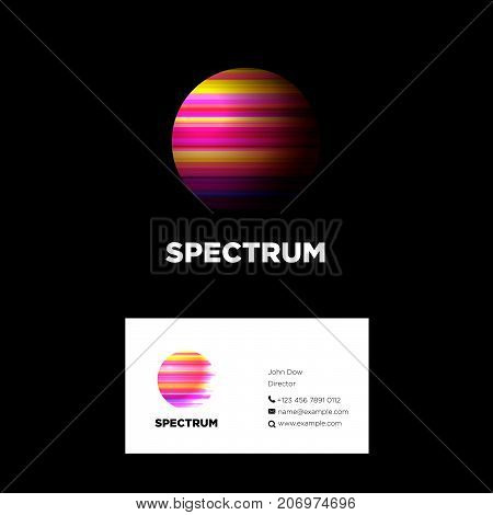 Spectrum logo. Color planet logo. Planet emblems.  Beautiful icon on a dark background. Identity, business card.